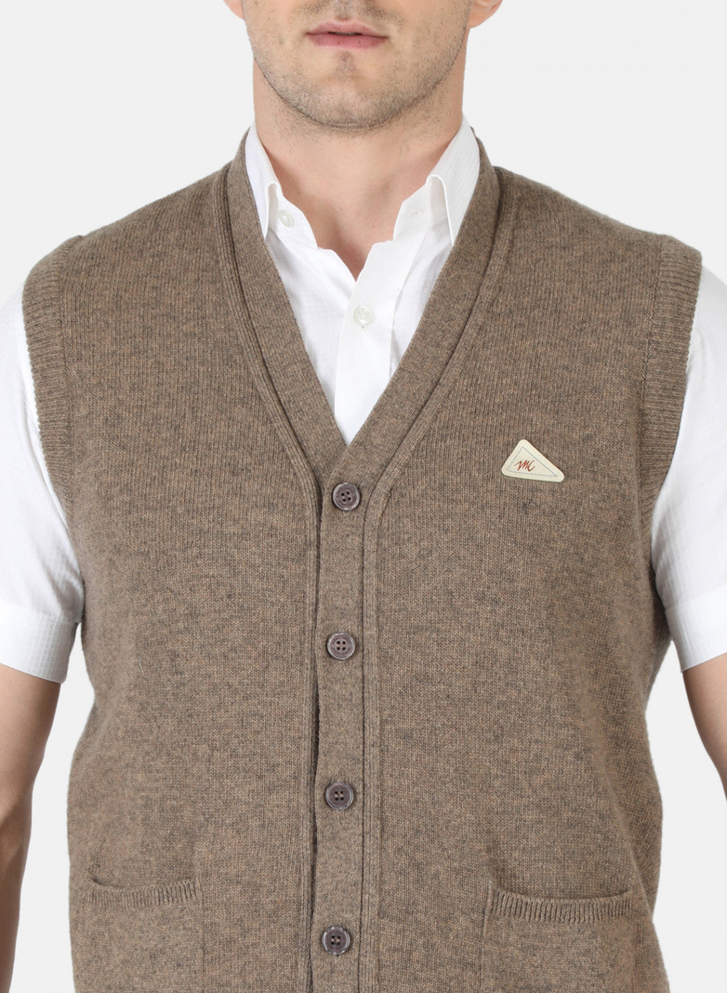 Men Beige Solid Cardigan