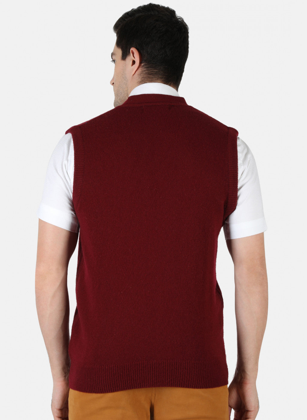 Men Maroon Solid Cardigan