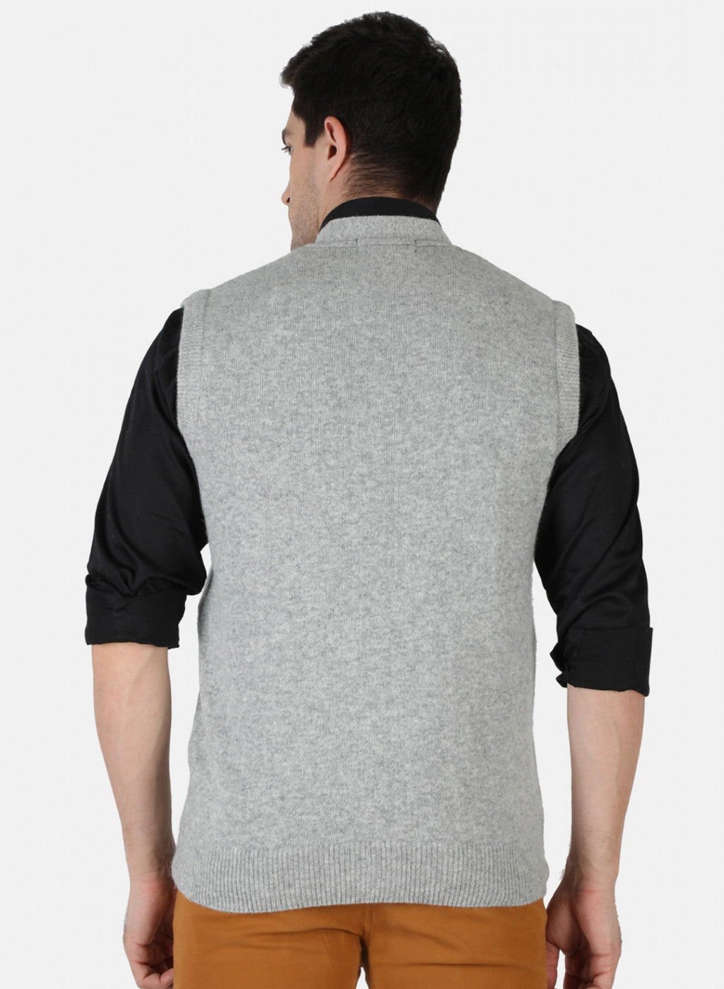 Men Grey Solid Cardigan