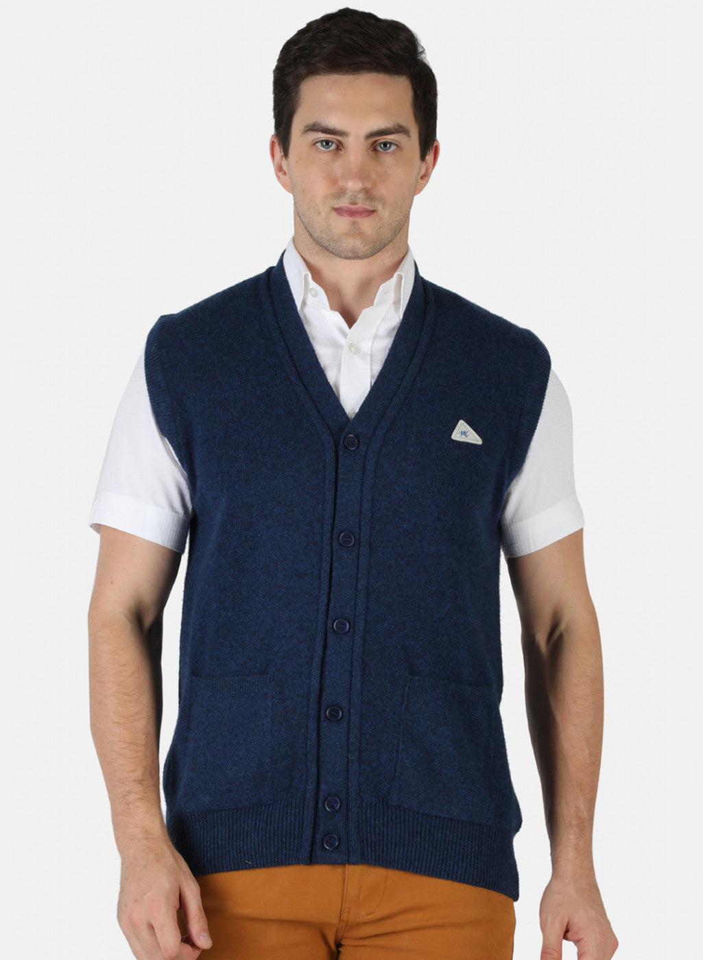 Men Blue Solid Cardigan