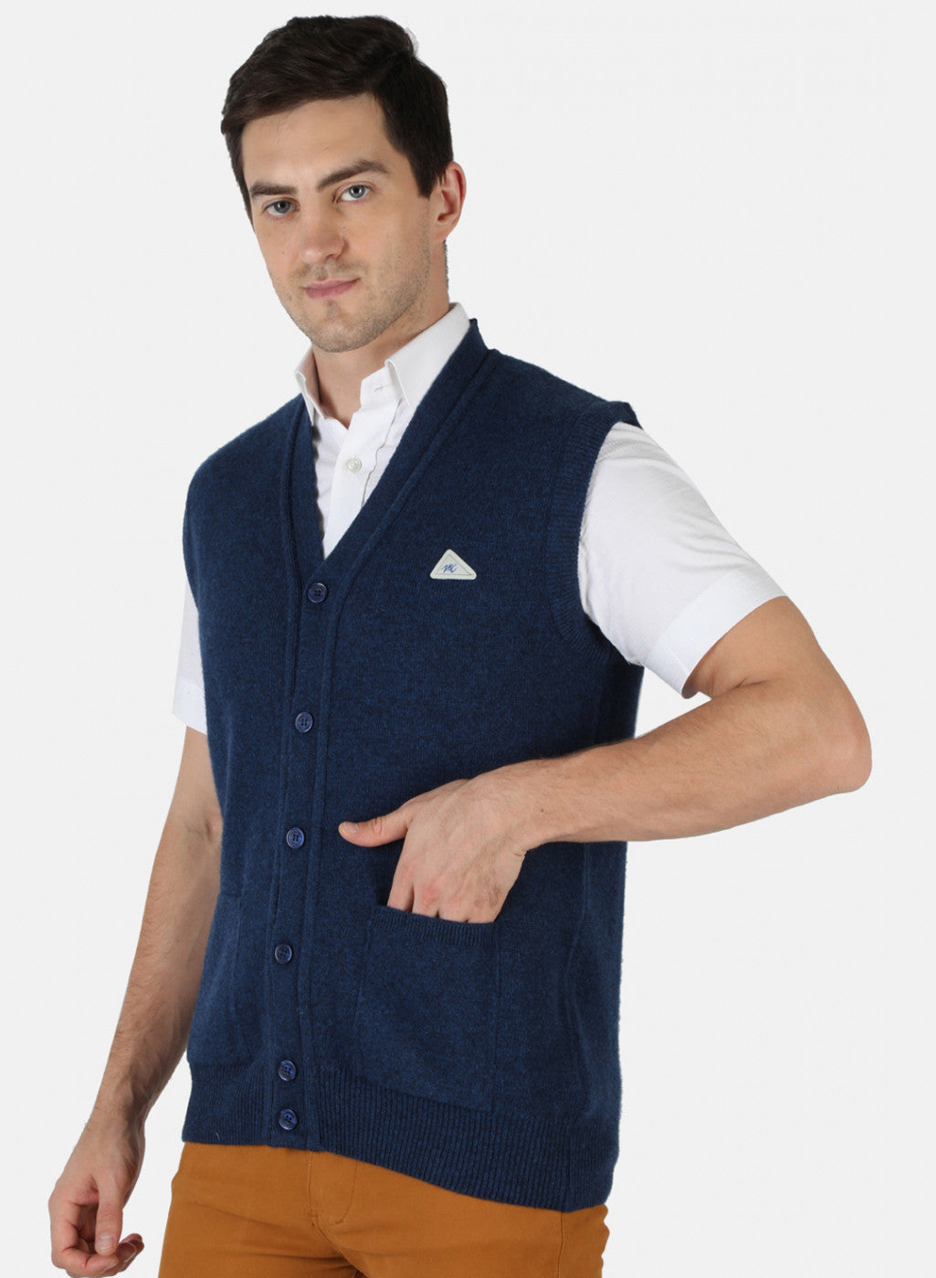 Men Blue Solid Cardigan