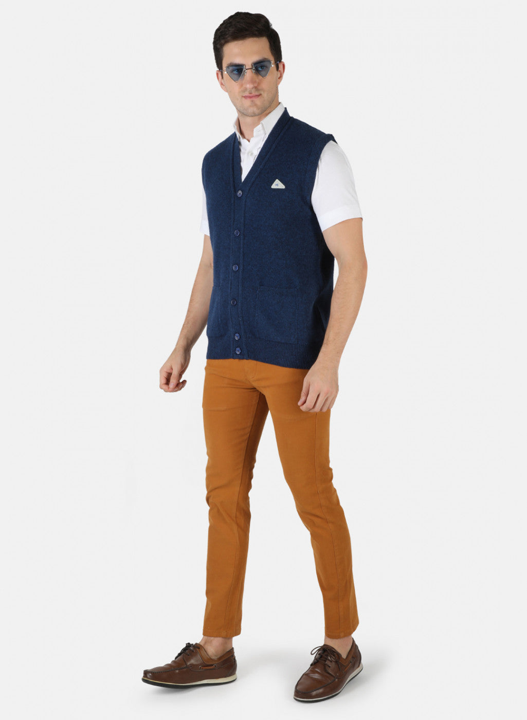 Men Blue Solid Cardigan