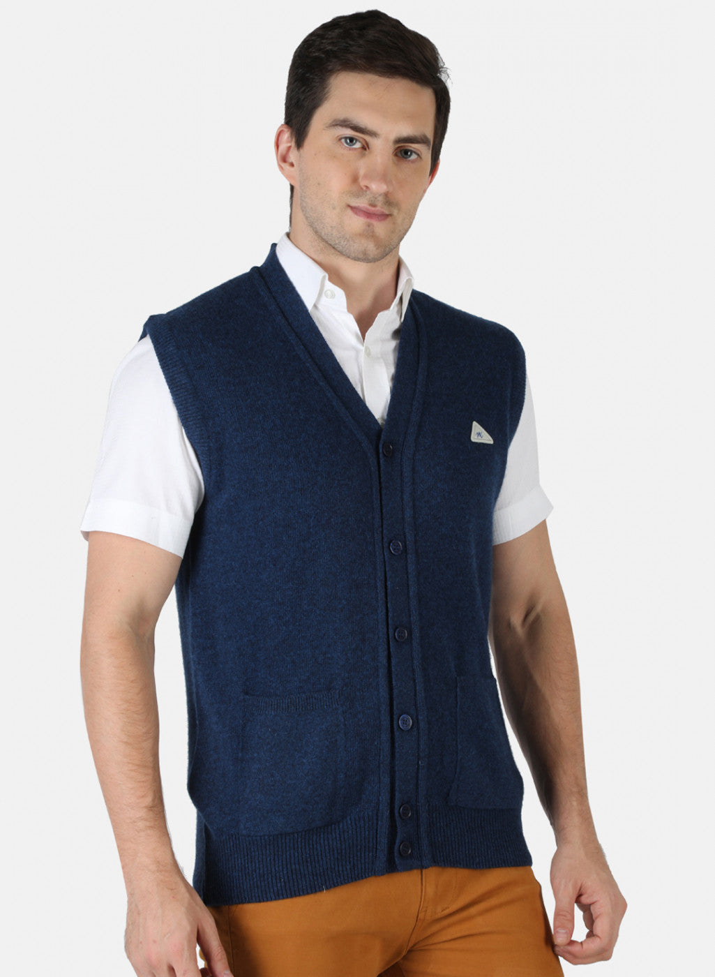 Men Blue Solid Cardigan