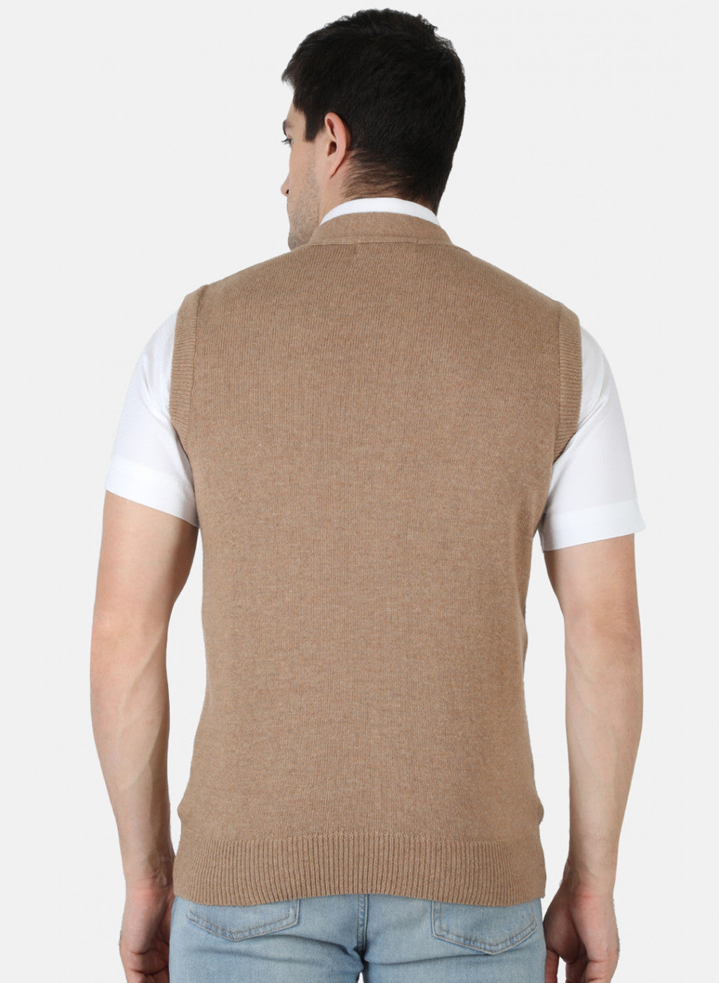 Men Beige Solid Cardigan