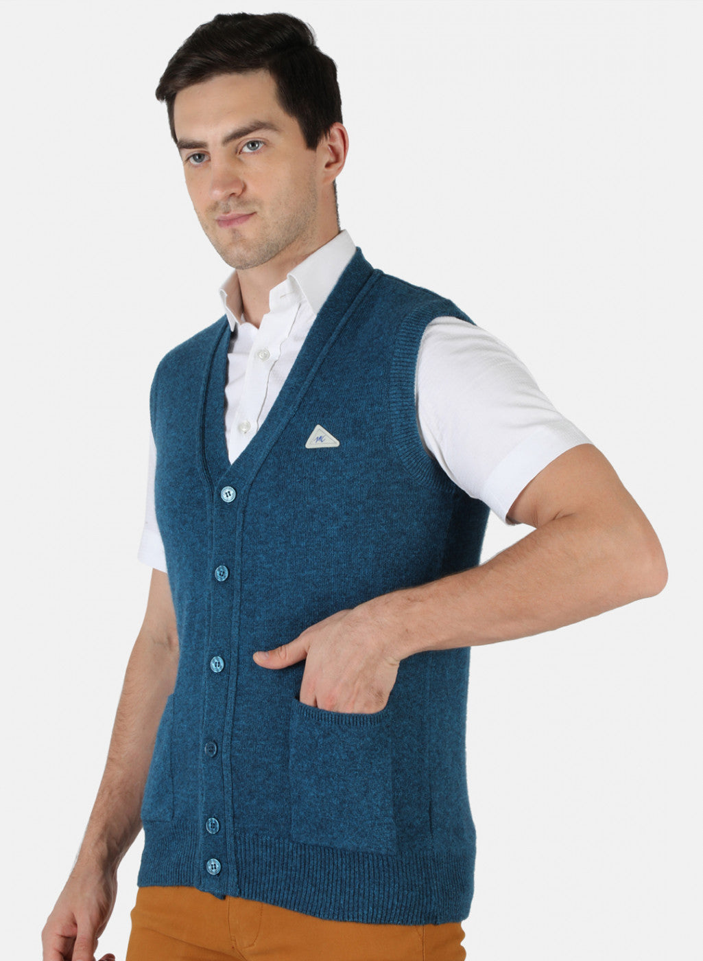 Men Blue Solid Cardigan