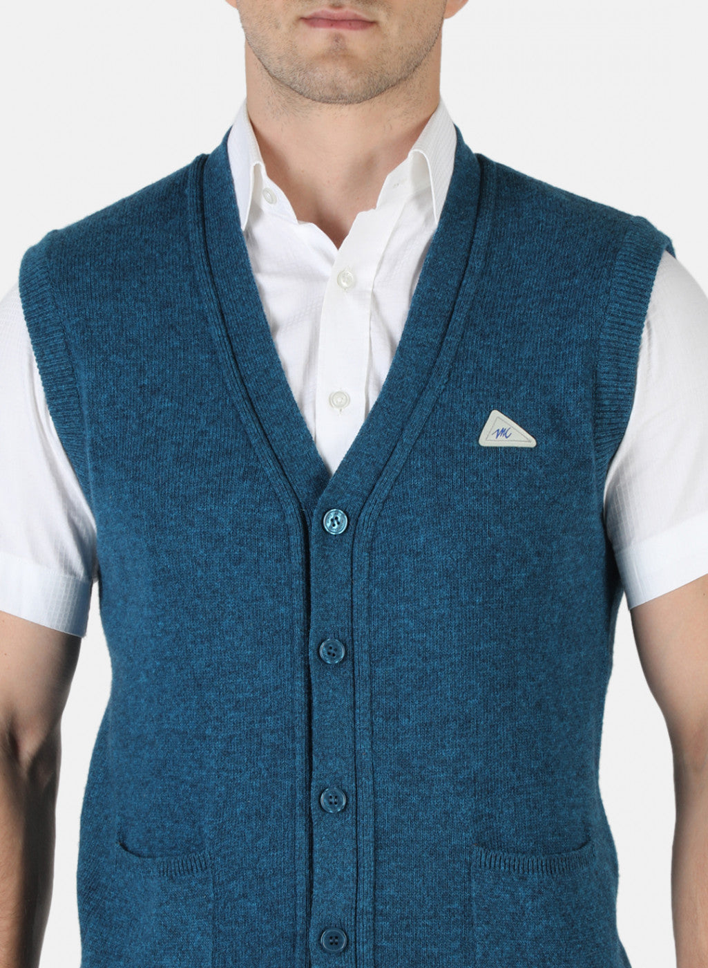 Men Blue Solid Cardigan