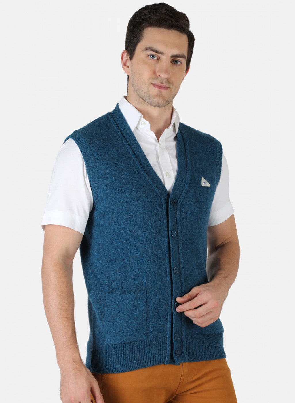 Men Blue Solid Cardigan