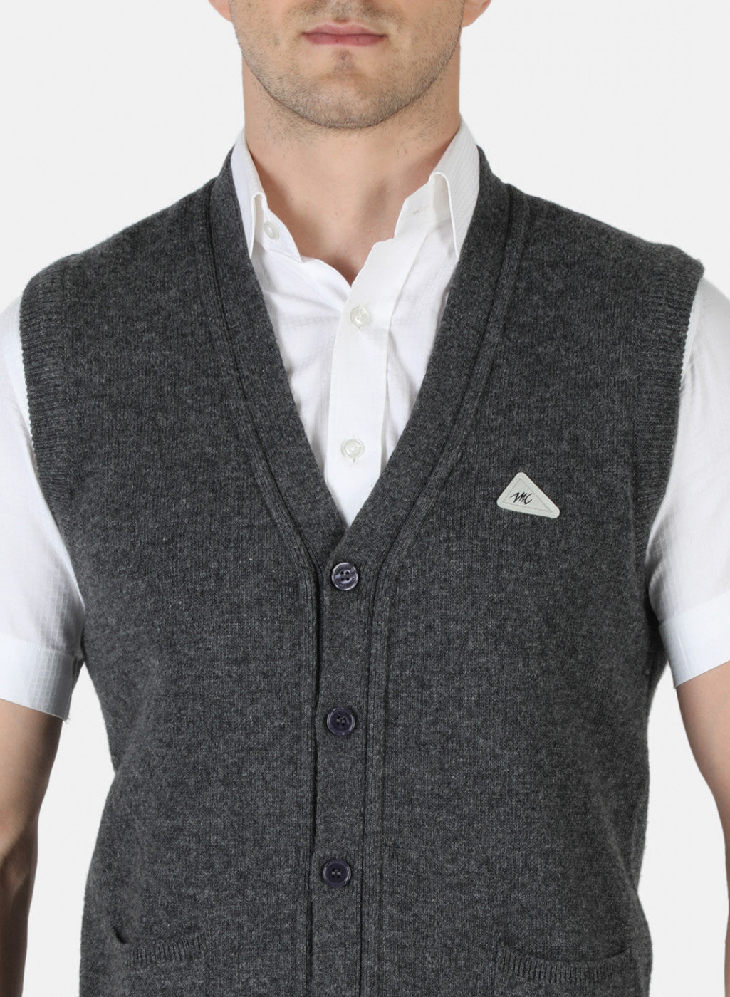 Men Grey Solid Cardigan