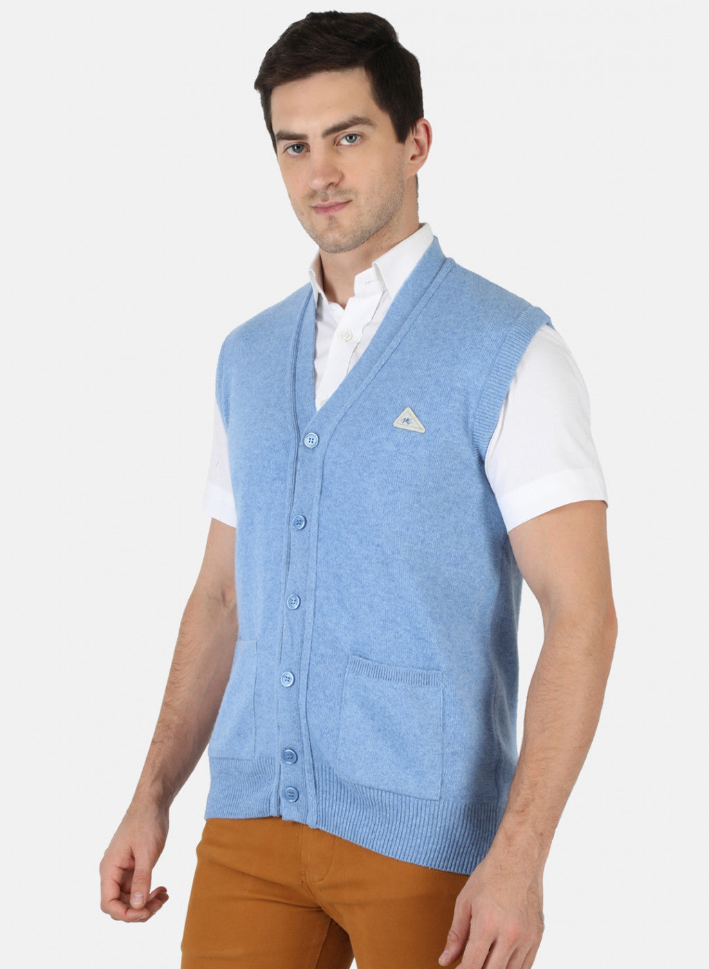 Men Blue Solid Cardigan