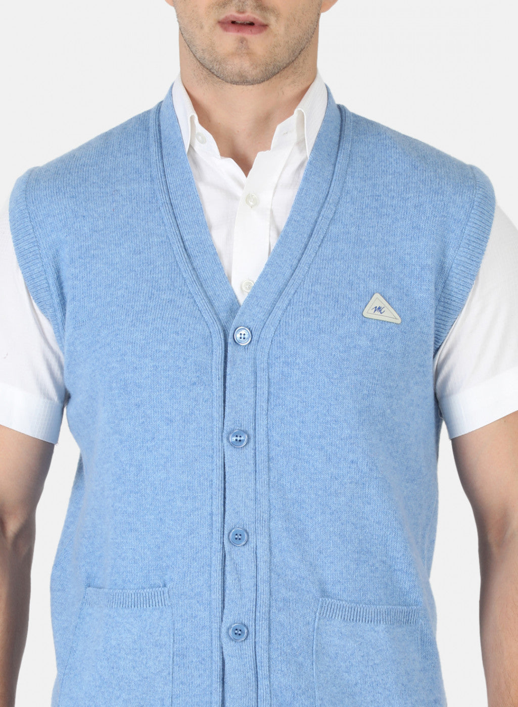 Men Blue Solid Cardigan