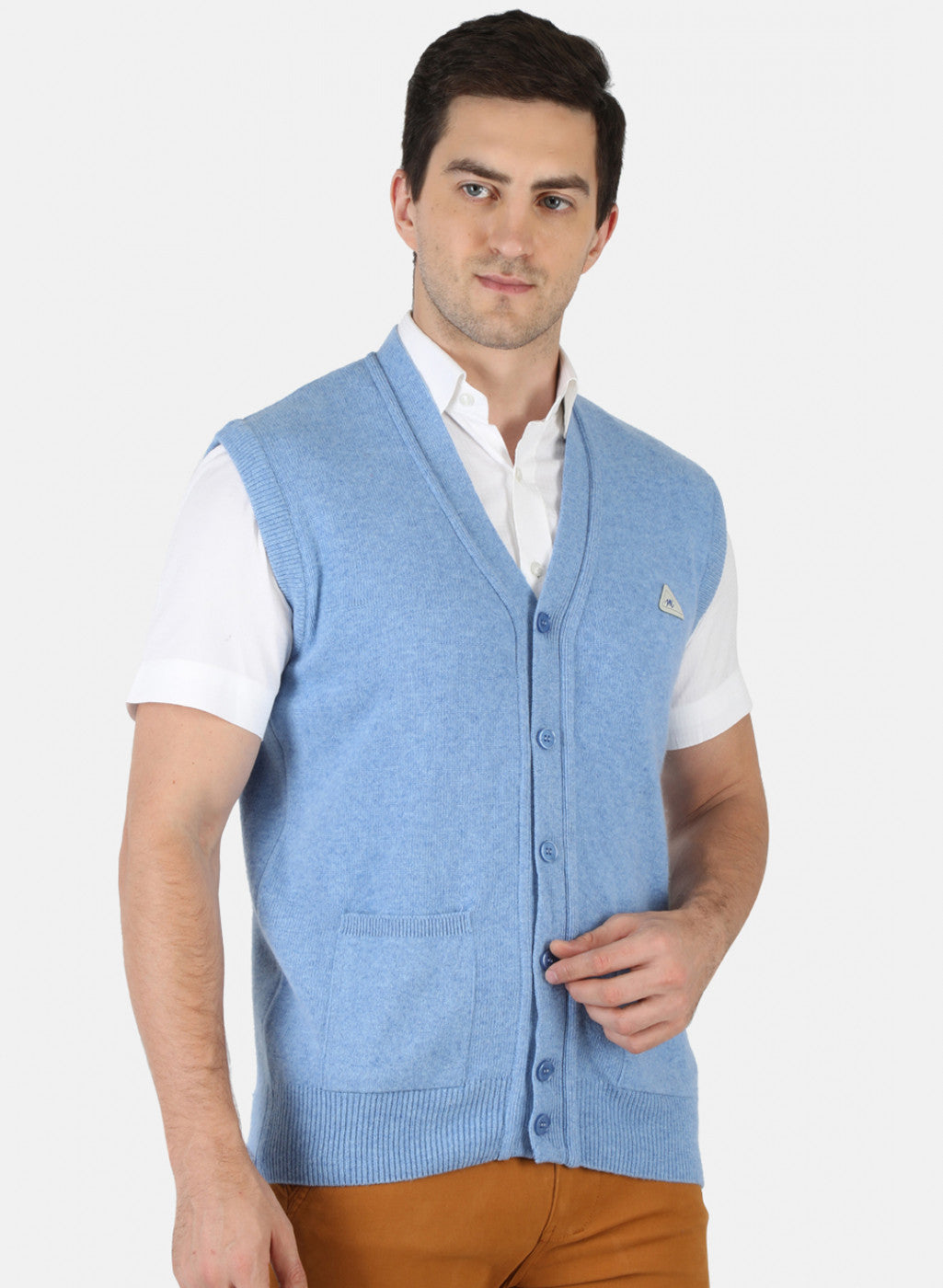 Men Blue Solid Cardigan