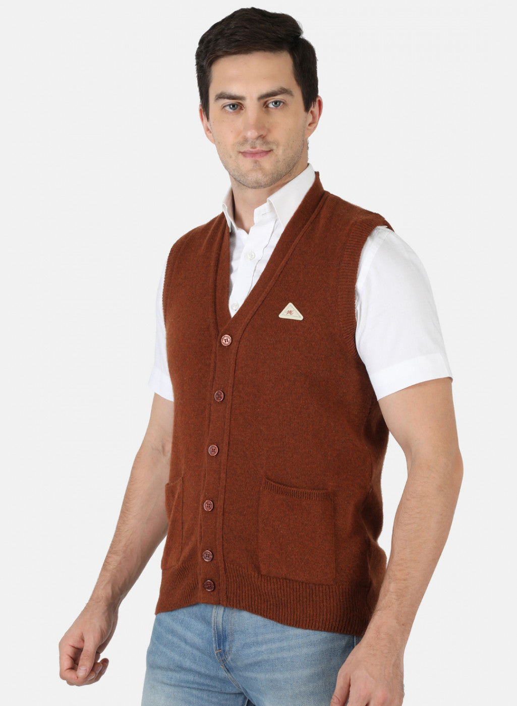 Men Brown Solid Cardigan