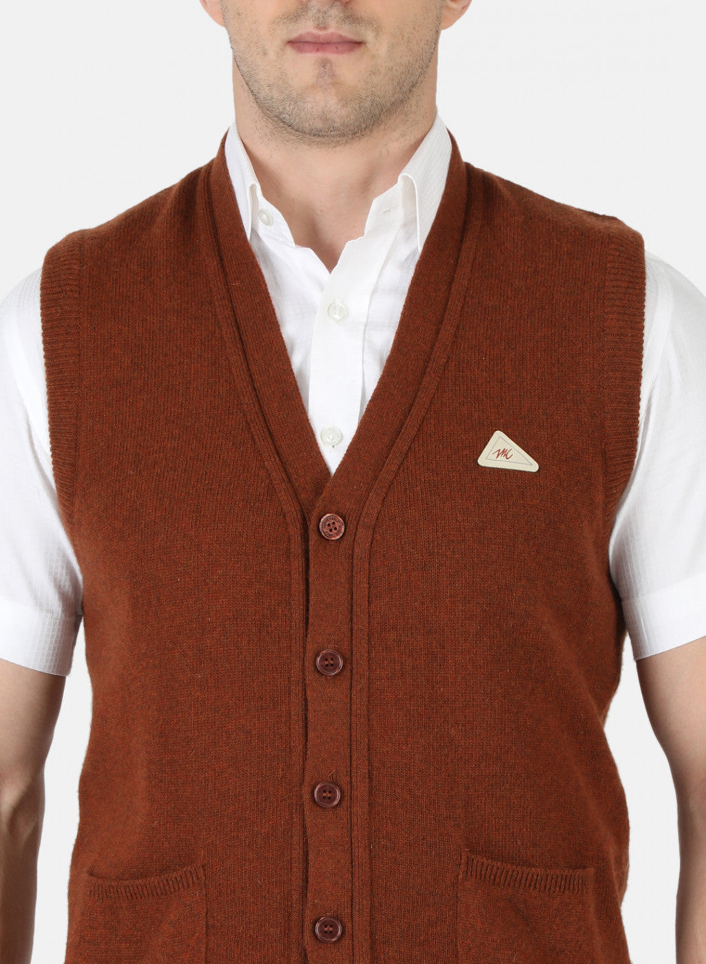 Men Brown Solid Cardigan