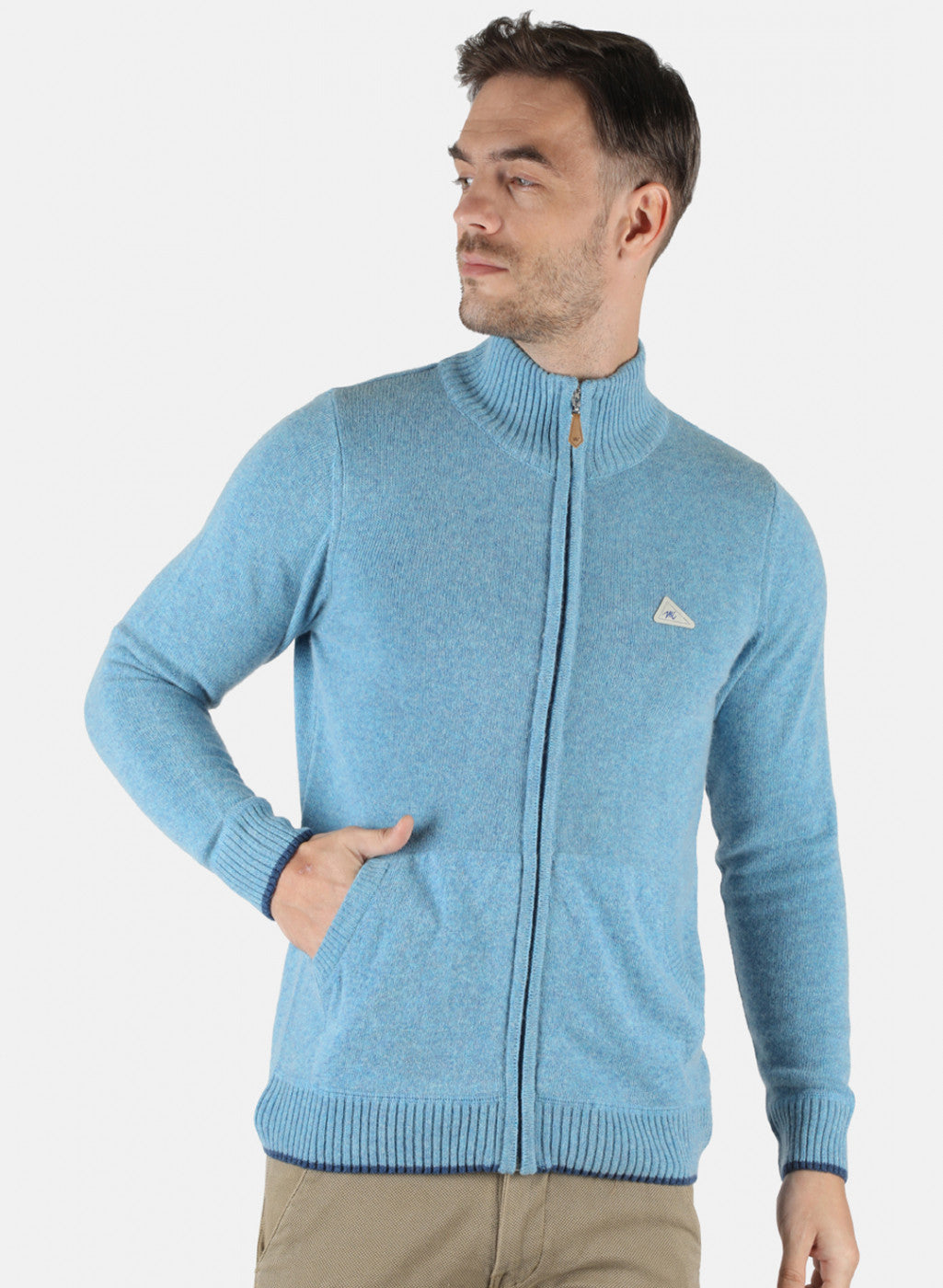 Men Blue Solid Pullover