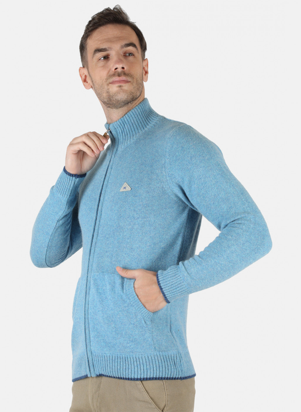 Men Blue Solid Pullover