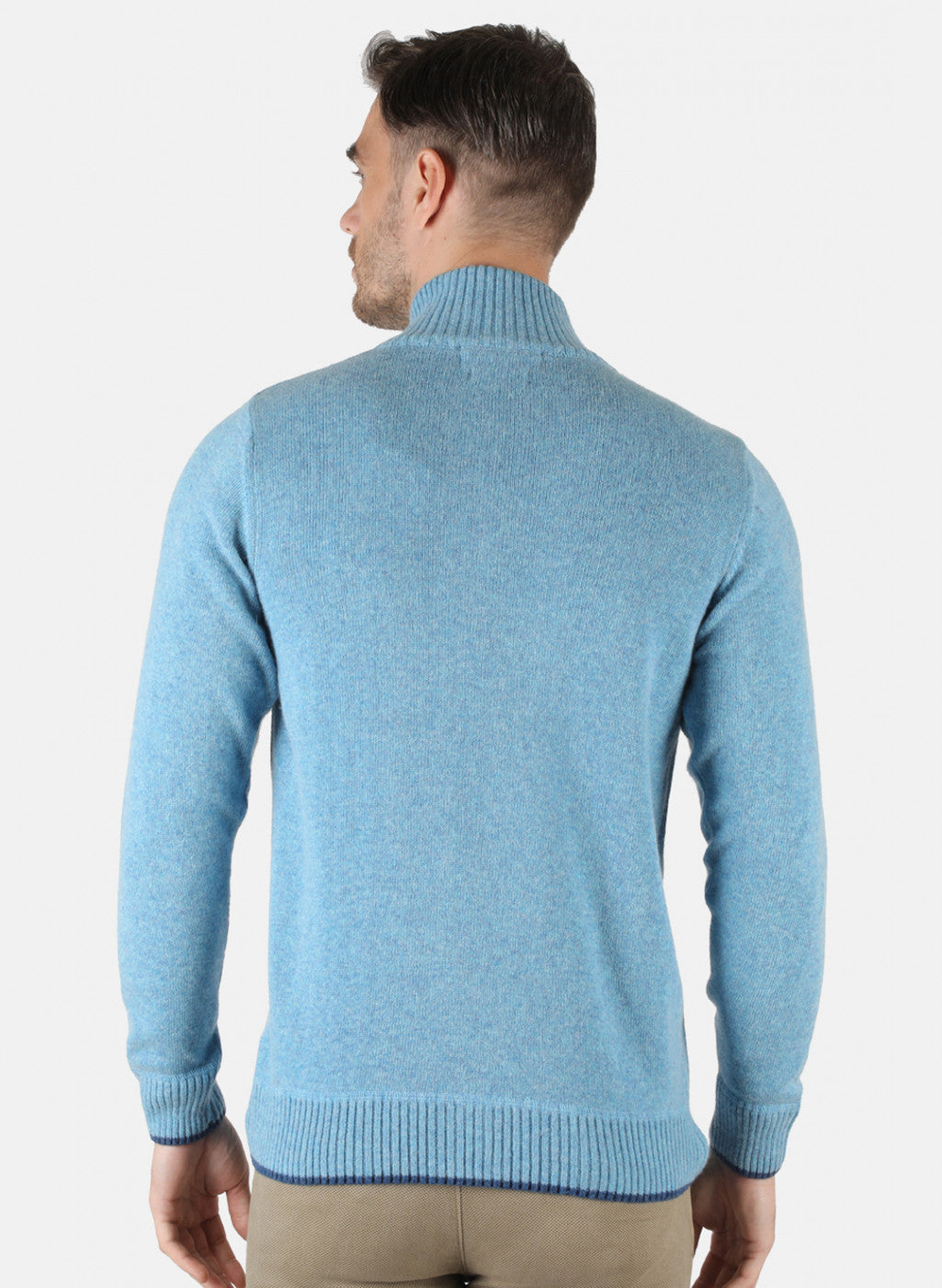 Men Blue Solid Pullover