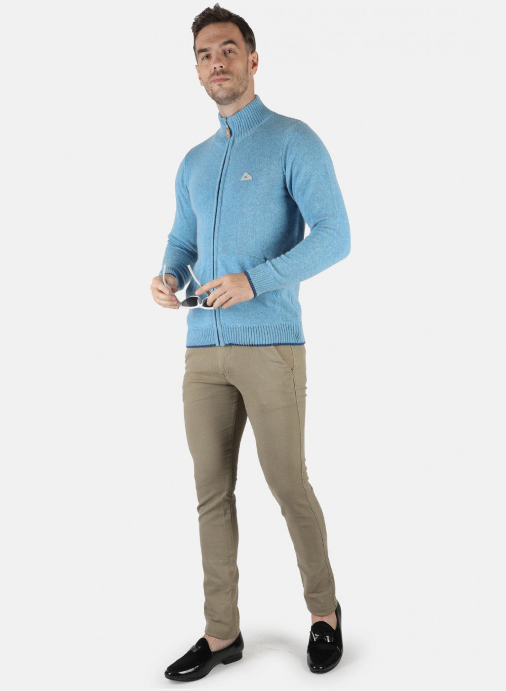 Men Blue Solid Pullover