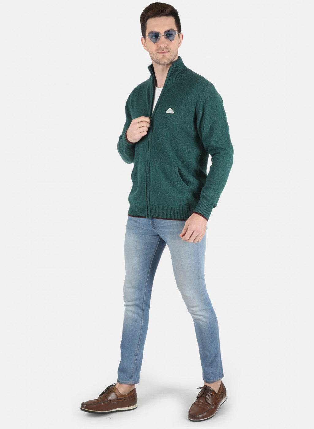 Men Green Solid Pullover