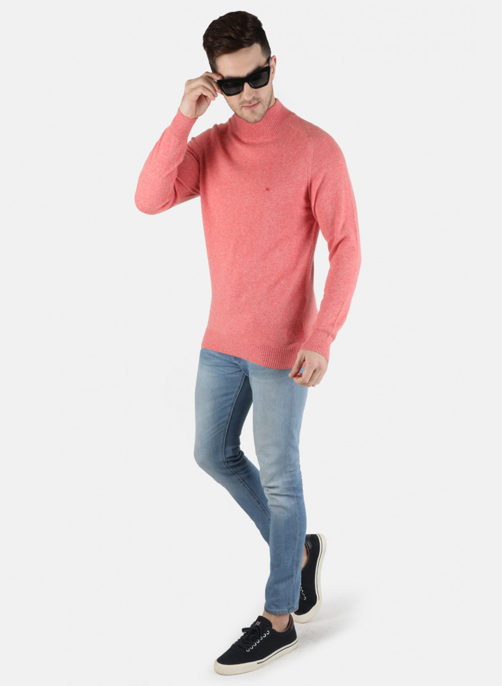 Men Red Solid Pullover