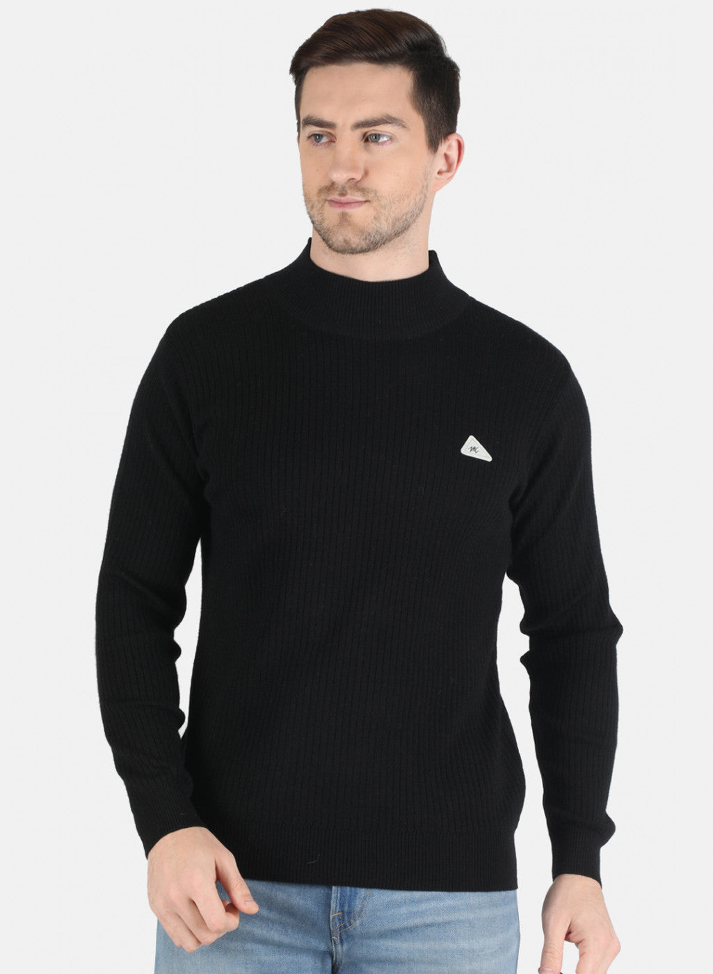 Men Black Solid Pullover