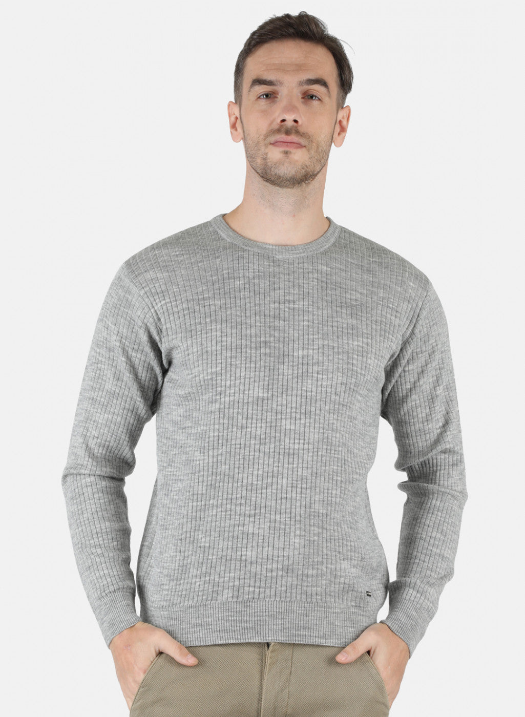 Men Grey Solid Pullover