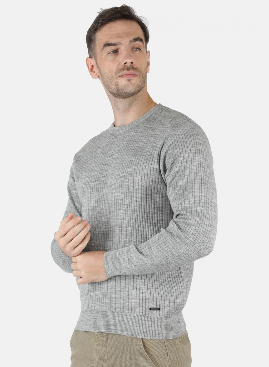 Men Grey Solid Pullover