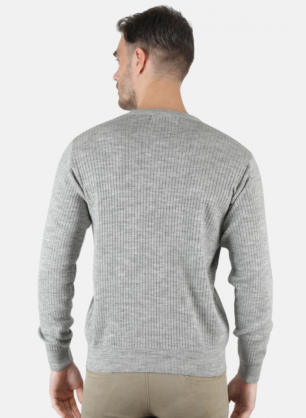 Men Grey Solid Pullover