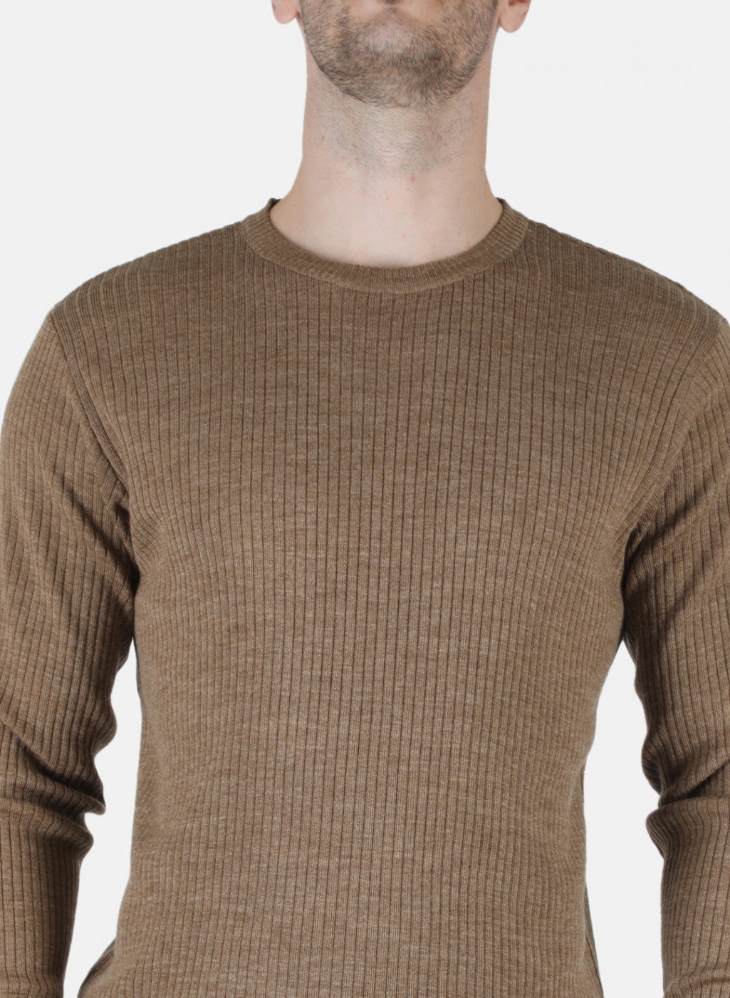 Men Khaki Solid Pullover