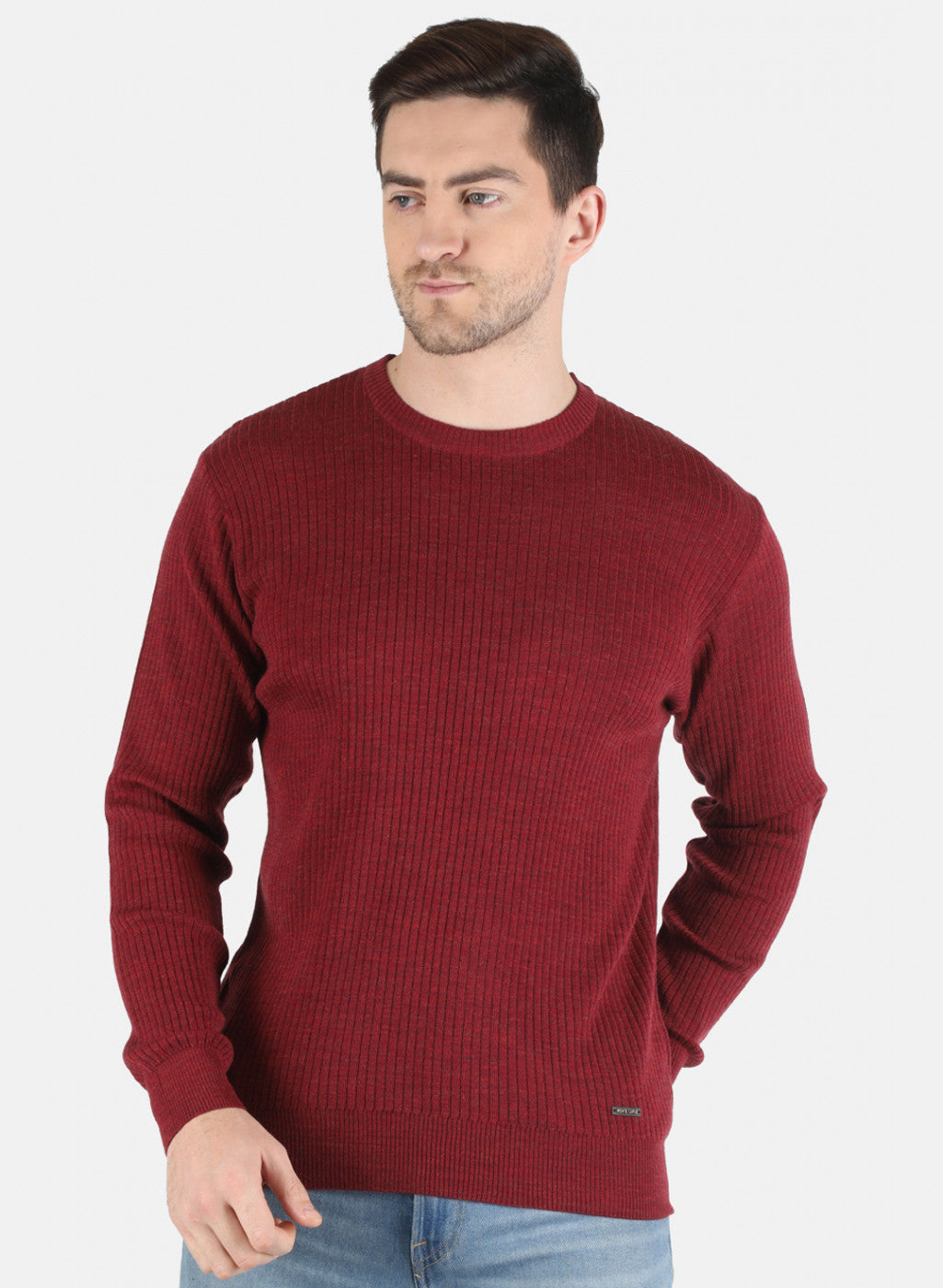 Men Maroon Solid Pullover