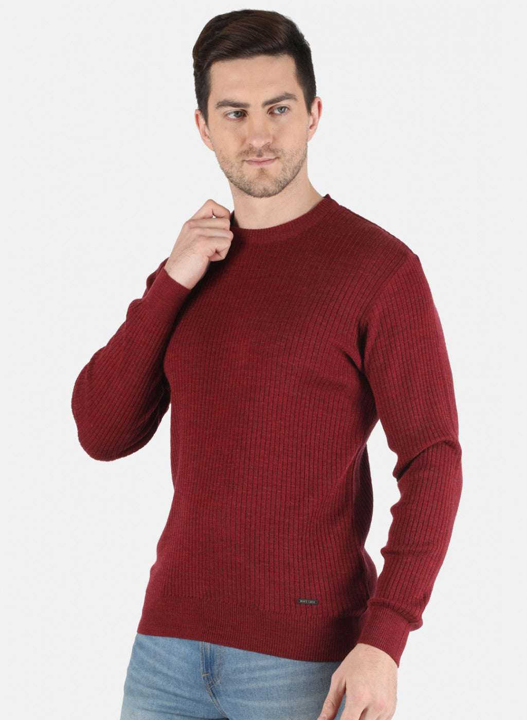 Men Maroon Solid Pullover