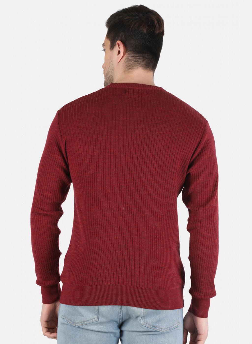 Men Maroon Solid Pullover