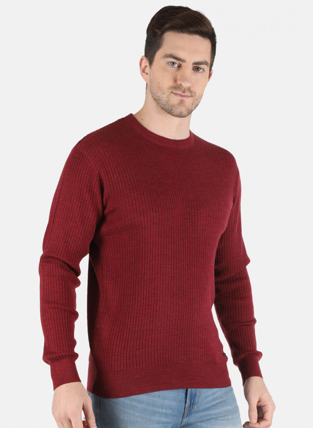 Men Maroon Solid Pullover