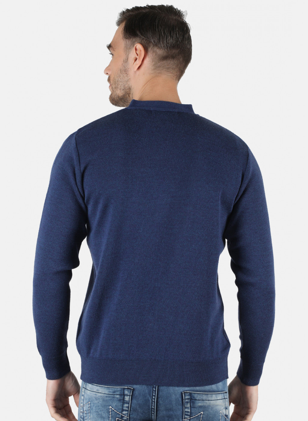 Men Blue Solid Cardigan