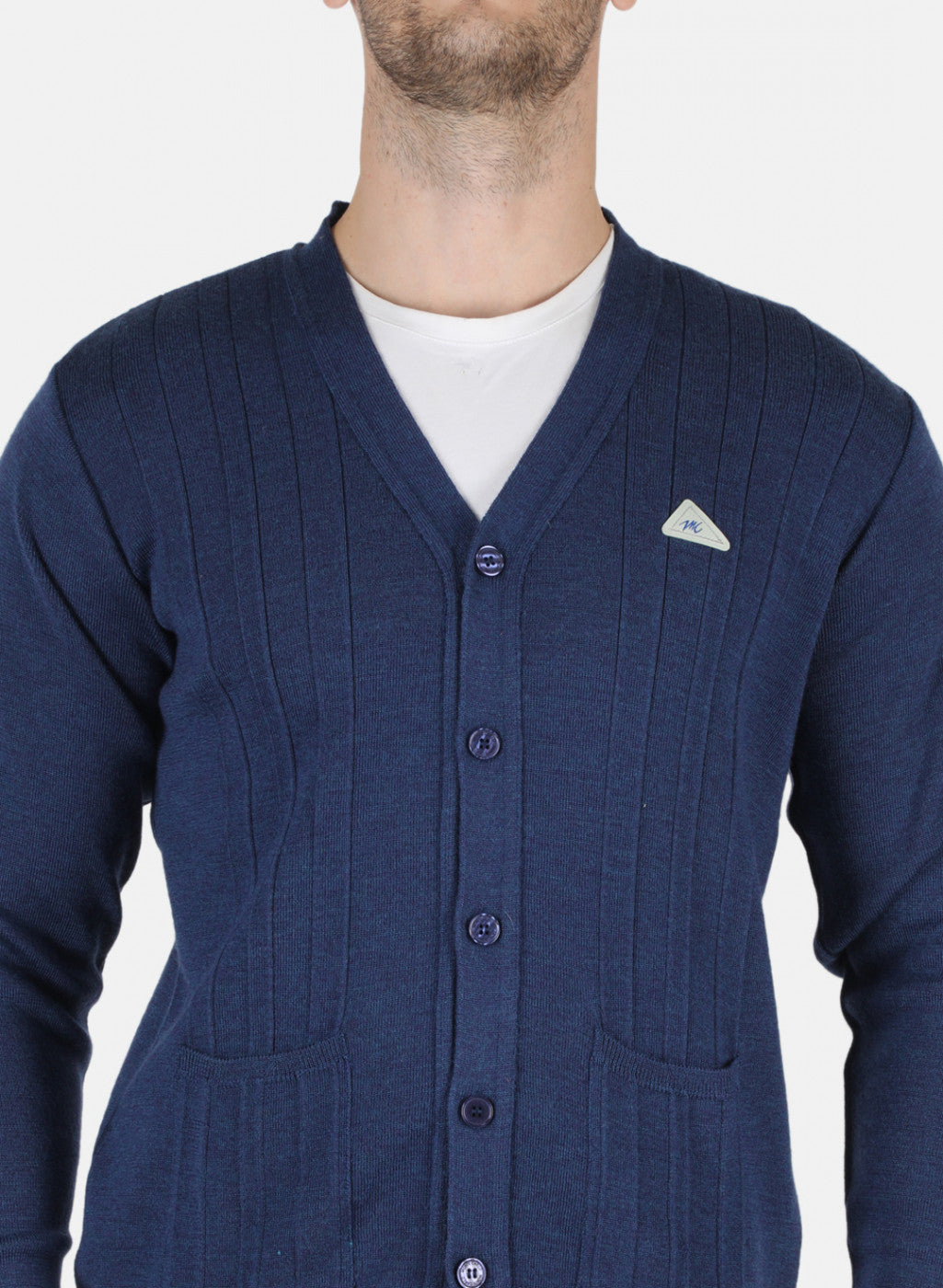 Men Blue Solid Cardigan