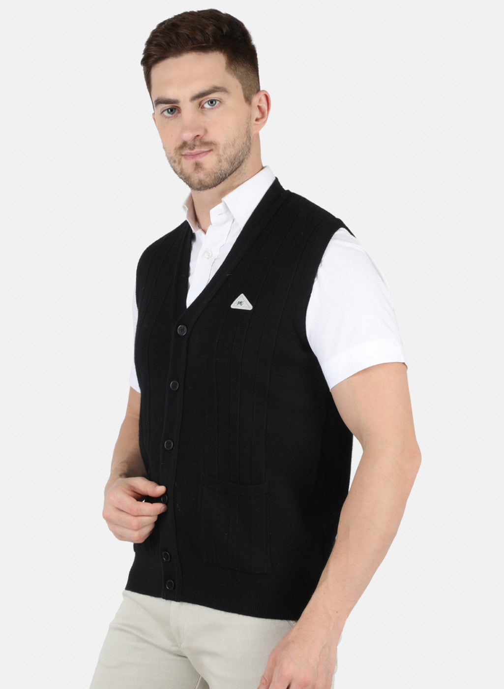 Men Black Solid Cardigan