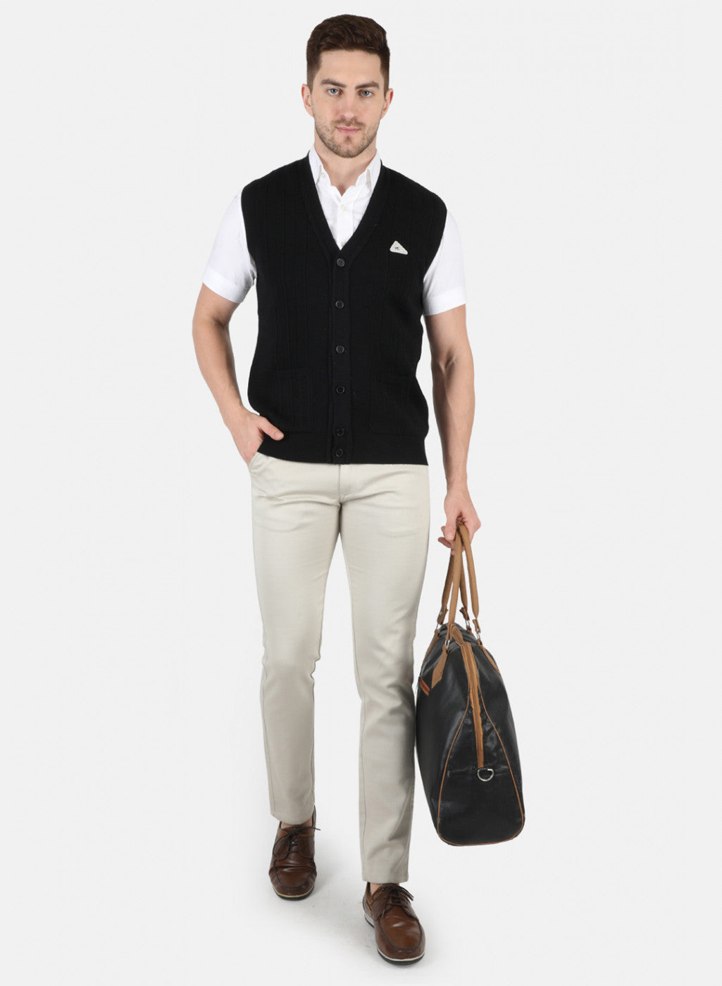 Men Black Solid Cardigan