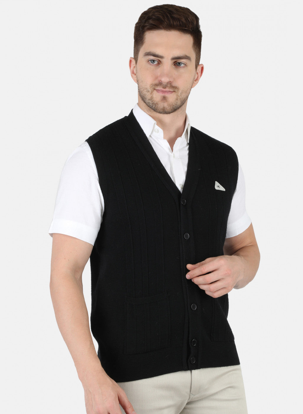 Men Black Solid Cardigan