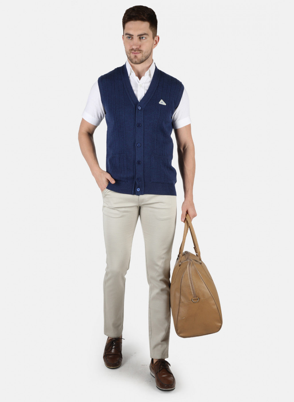 Men Blue Solid Cardigan