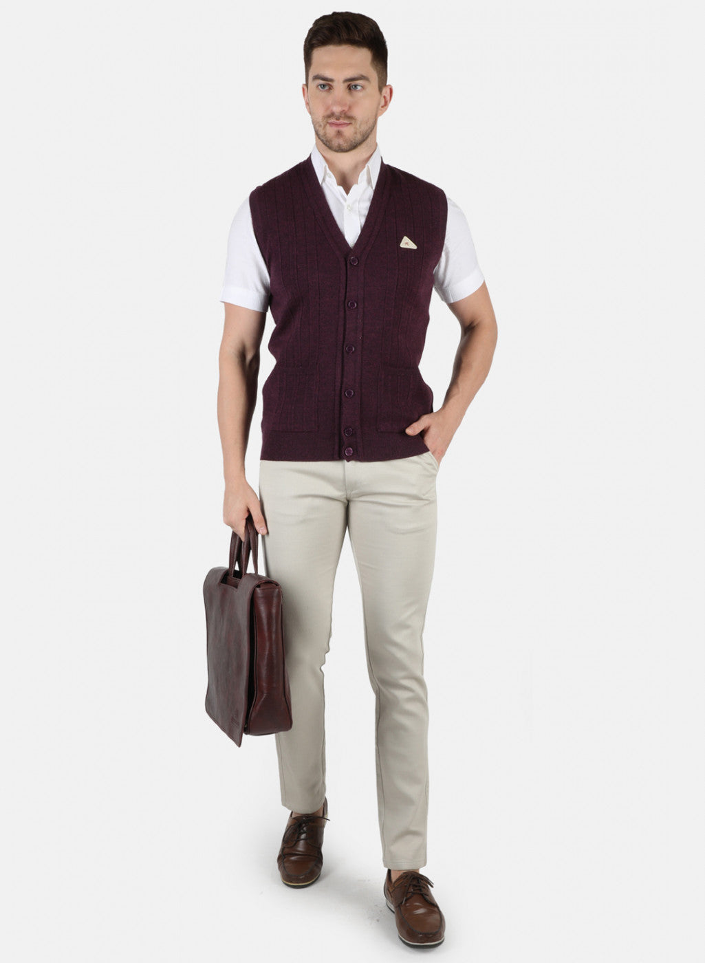 Men Purple Solid Cardigan