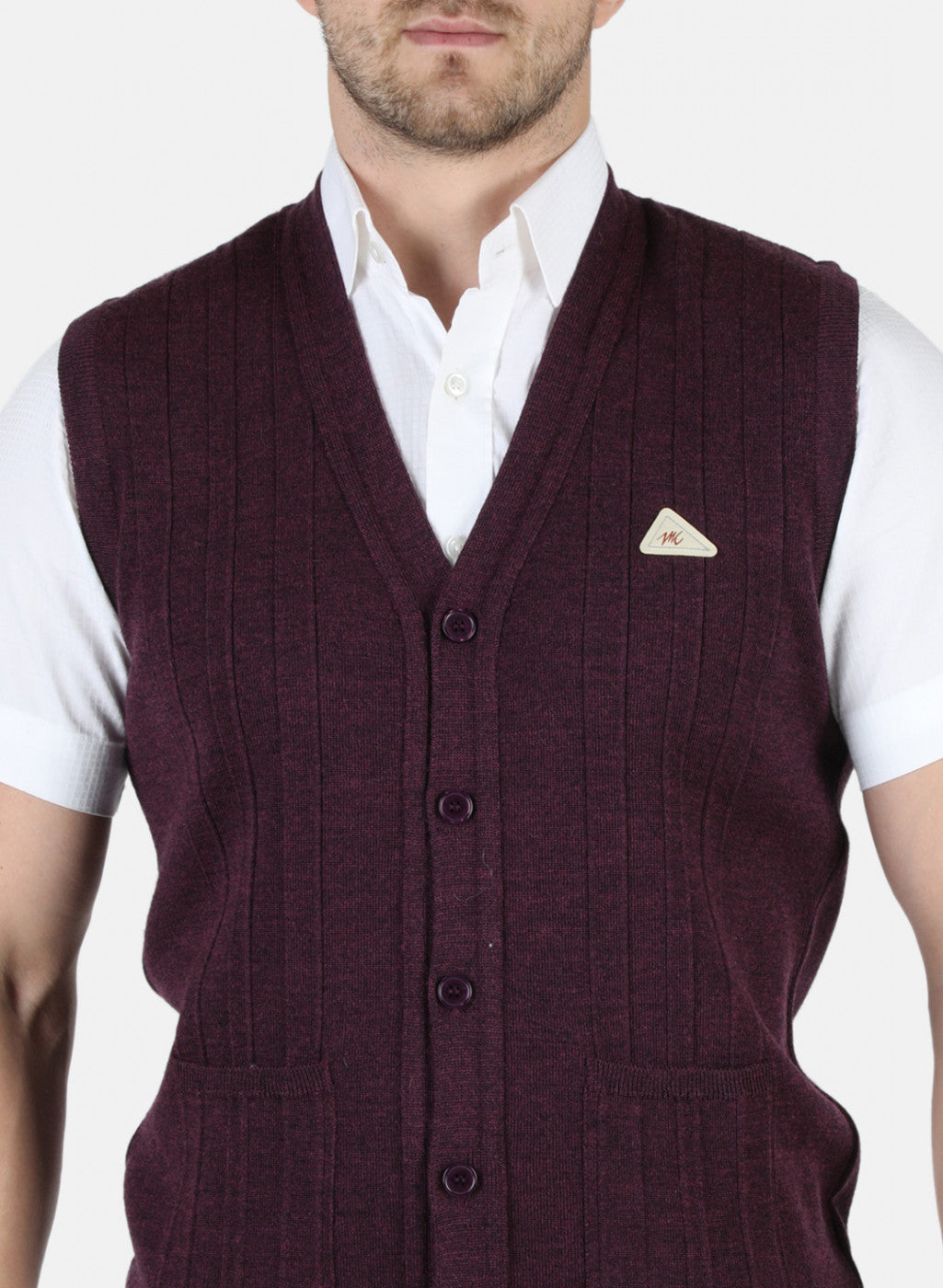 Men Purple Solid Cardigan