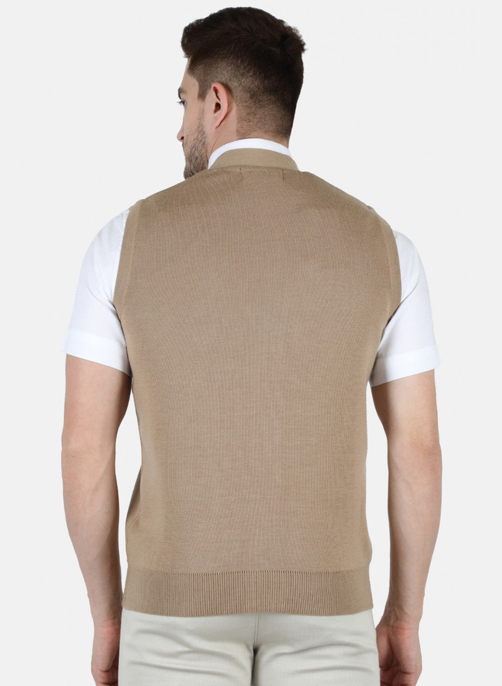 Men Beige Solid Cardigan