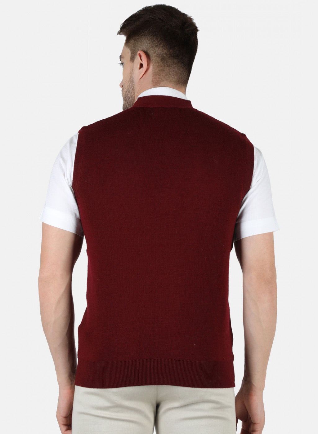 Men Maroon Solid Cardigan