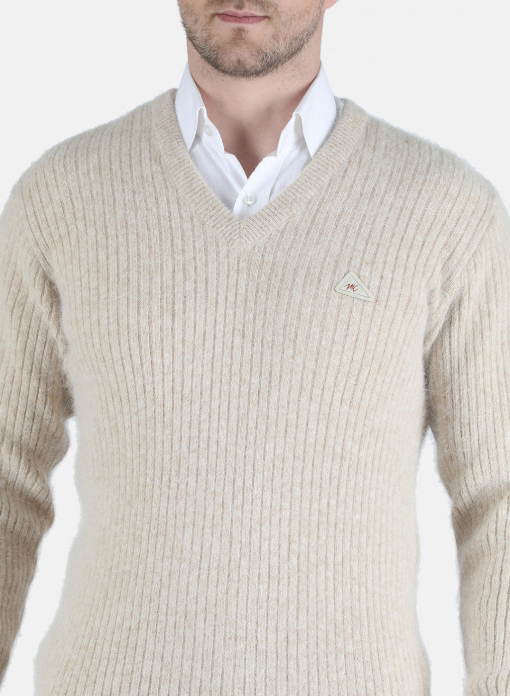 Men Beige Solid Pullover