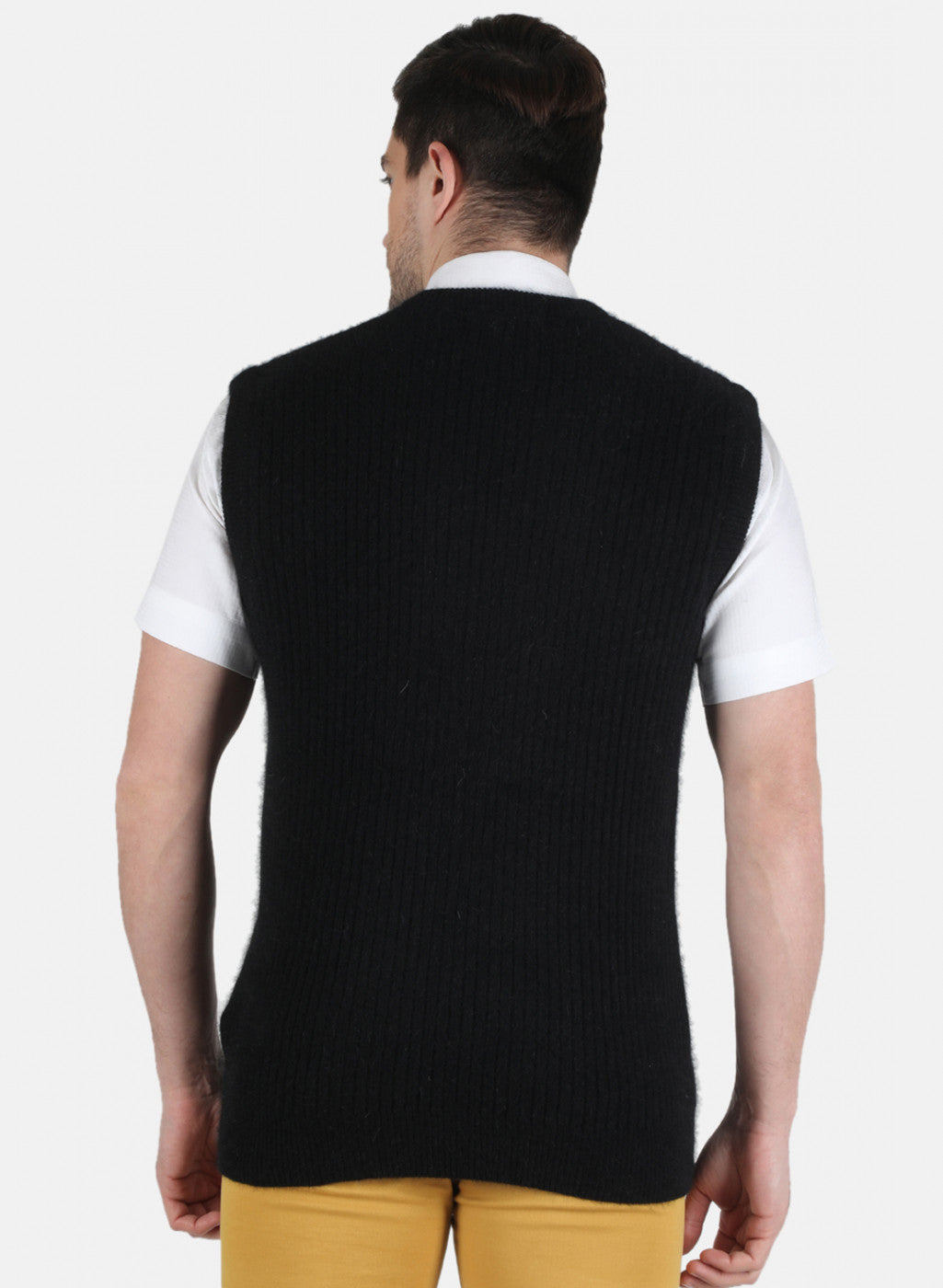 Men Black Solid Sweater