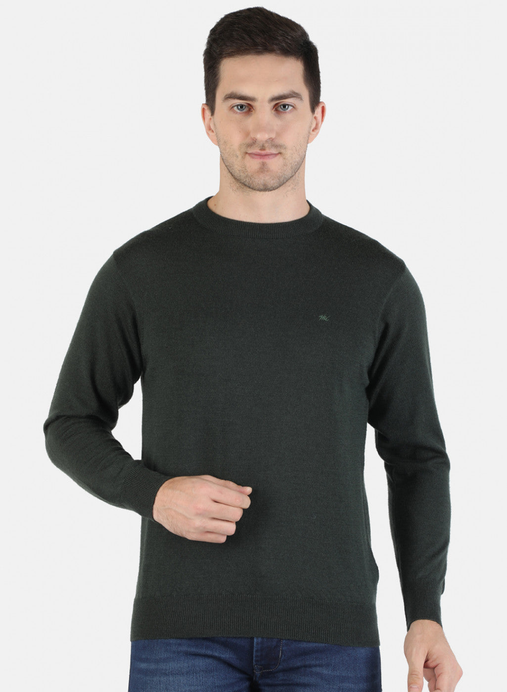 Men Green Solid Pullover