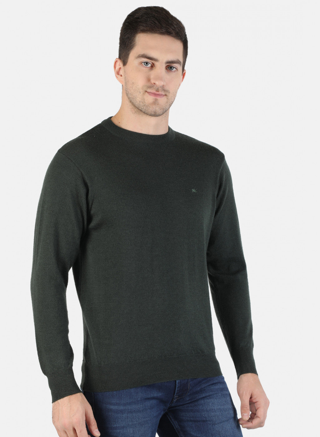 Men Green Solid Pullover