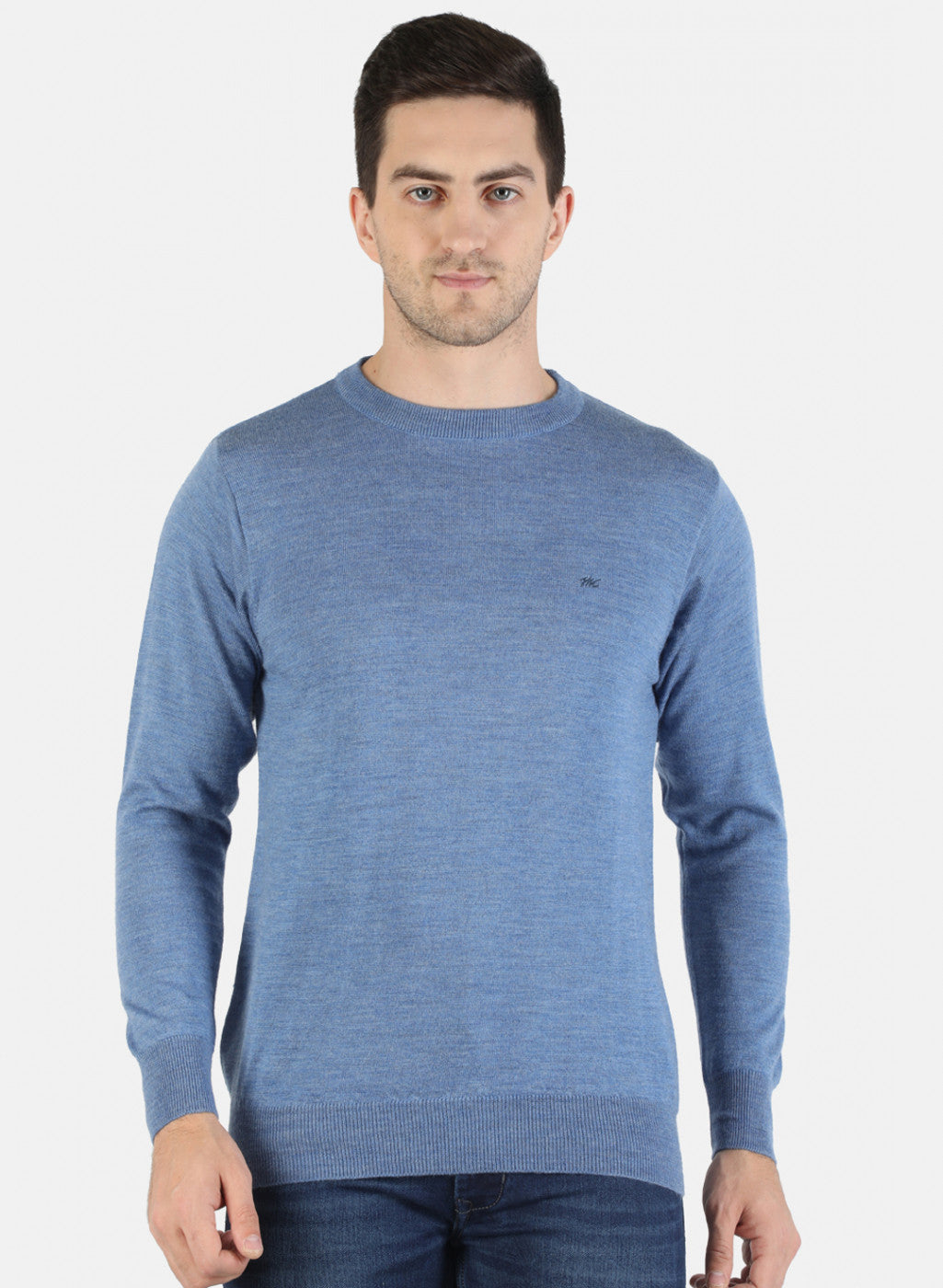 Men Blue Solid Pullover