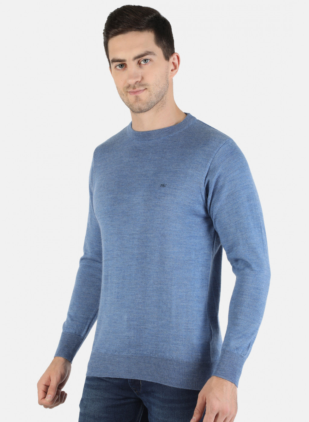 Men Blue Solid Pullover