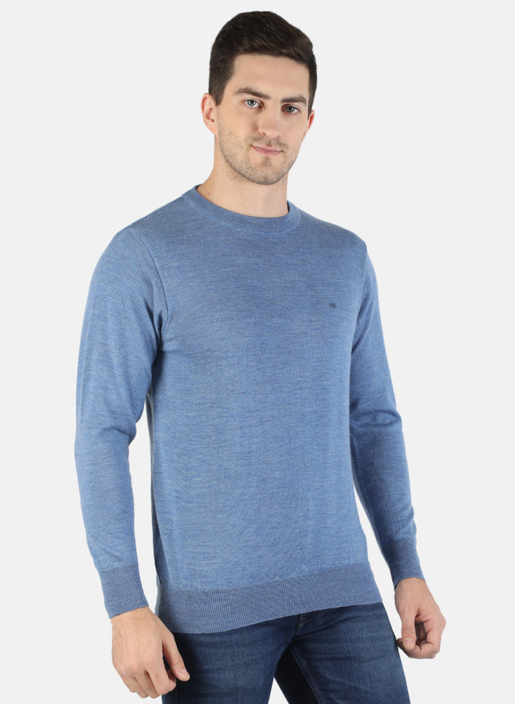 Men Blue Solid Pullover