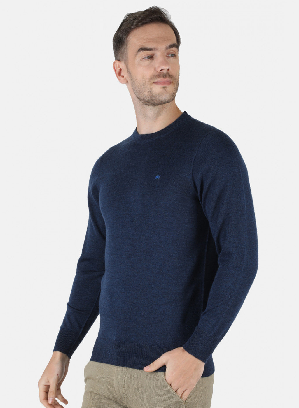 Men Blue Solid Pullover